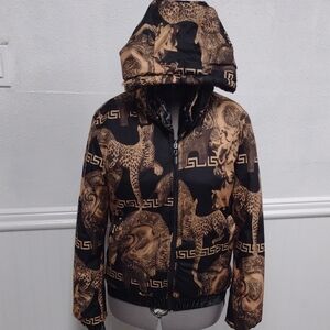 Stylish Animal Print Bomber Jacket Reversible